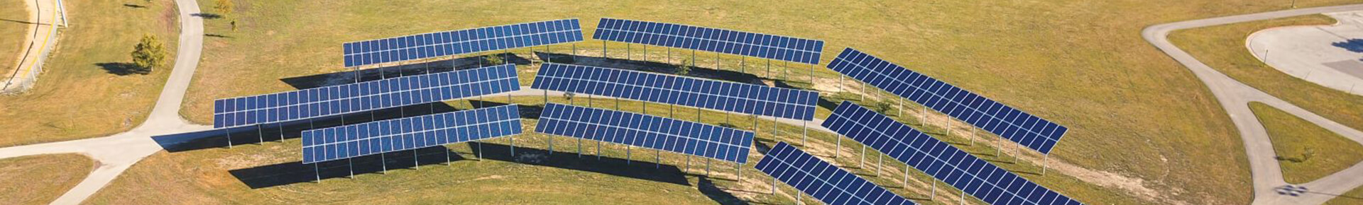 Solar PV panel systems in a field for commercial applications